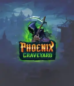 An immersive view of ELK Studios' Phoenix Graveyard slot, with its hauntingly beautiful graveyard and phoenix symbols. The visual highlights the slot's unique expanding reel feature, alongside its stunning symbols and dark theme. The artwork conveys the game's mythological story of resurrection, attractive for those fascinated by the supernatural.